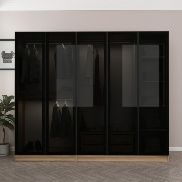 Cavolo vaatekaappi 225x52x210 cm - Ruskea/savu Cavolo vaatekaappi 225x52x210 cm - Ruskea/savu