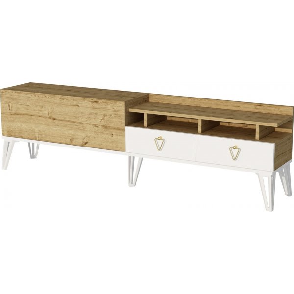 Royal mediapenkki - Valkoinen/tammi Royal mediapenkki - Valkoinen/tammi