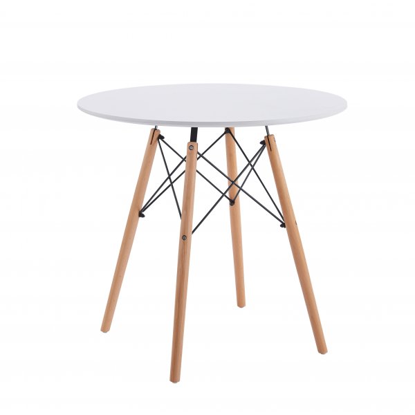 Vilgot pyöreä ruokapöytä Ø80 cm - Valkoinen / Puu Vilgot pyöreä ruokapöytä Ø80 cm - Valkoinen / Puu