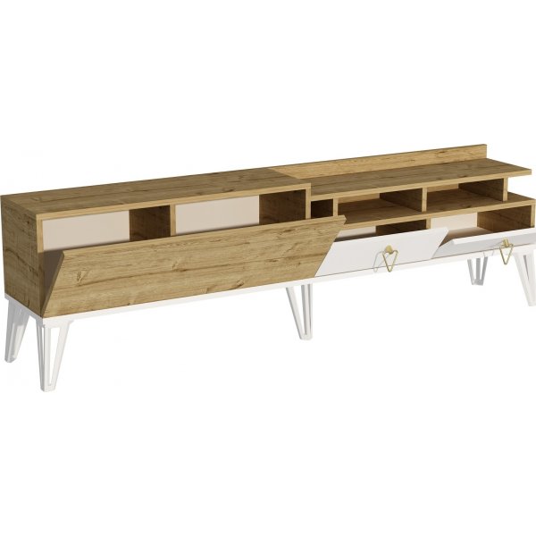 Royal mediapenkki - Valkoinen/tammi Royal mediapenkki - Valkoinen/tammi