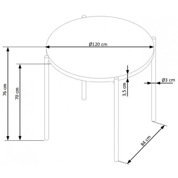 Tanzi- ruokapöytä - 120cm halkaisija - Tammi / Musta Tanzi- ruokapöytä - 120cm halkaisija - Tammi / Musta