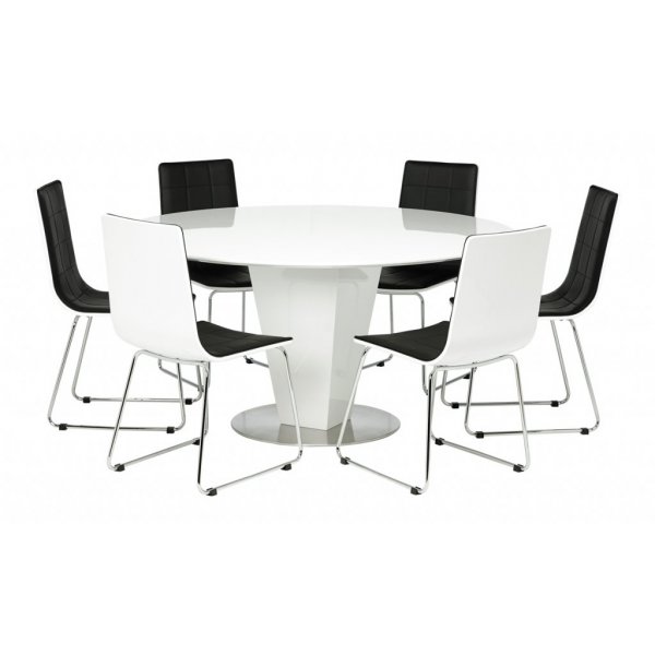 Pyöreä Cecilia-ruokapöytä Ø150 cm - Valkoinen (kiiltävä) Pyöreä Cecilia-ruokapöytä Ø150 cm - Valkoinen (kiiltävä)