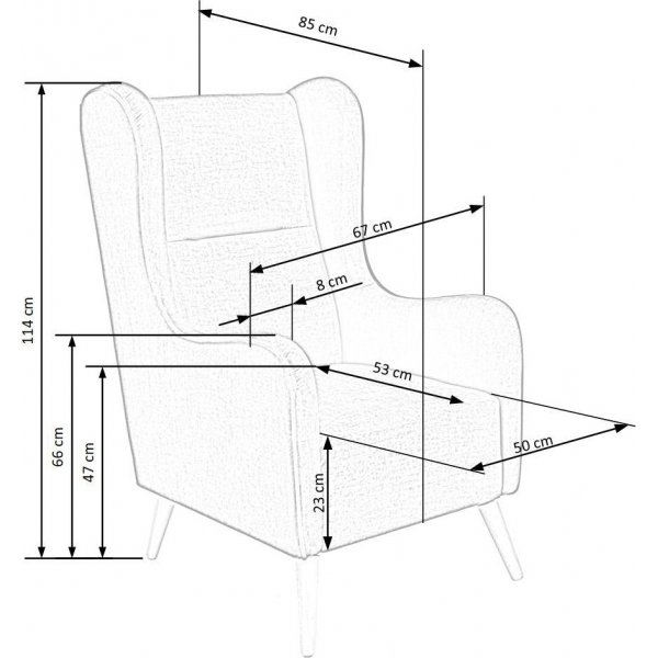 Linsey korvalehden nojatuoli - tummanharmaa Linsey korvalehden nojatuoli - tummanharmaa