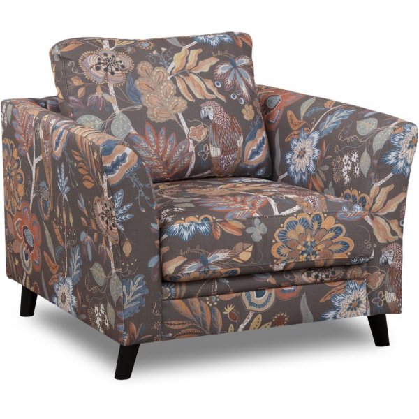 Eker� nojatuoli kukkakangasta - Eden Parrot Brown