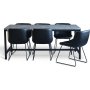 Texas ruokailuryhm 8 Texas ruokapydn tuolilla Black PU + Texas betoni ruokapyt 200 cm