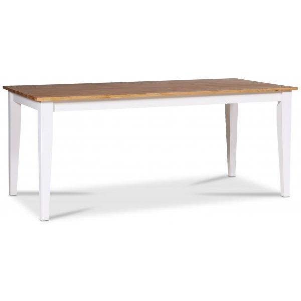 Dalarös-ruokailuryhmä 180 cm pöytä valkoinen/tammi + 6 kpl Dalarös kryss -ruokatuolia + 4.00 x Huonekalujen jalat Dalarös-ruokailuryhmä 180 cm pöytä valkoinen/tammi + 6 kpl Dalarös kryss -ruokatuolia + 4.00 x Huonekalujen jalat