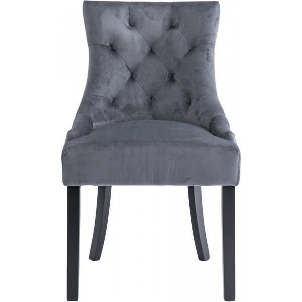 Tuva-tuoli Cleopatra (Selkäkahva) - Harmaa Sametti | Mustat jalat Tuva-tuoli Cleopatra (Selkäkahva) - Harmaa Sametti | Mustat jalat