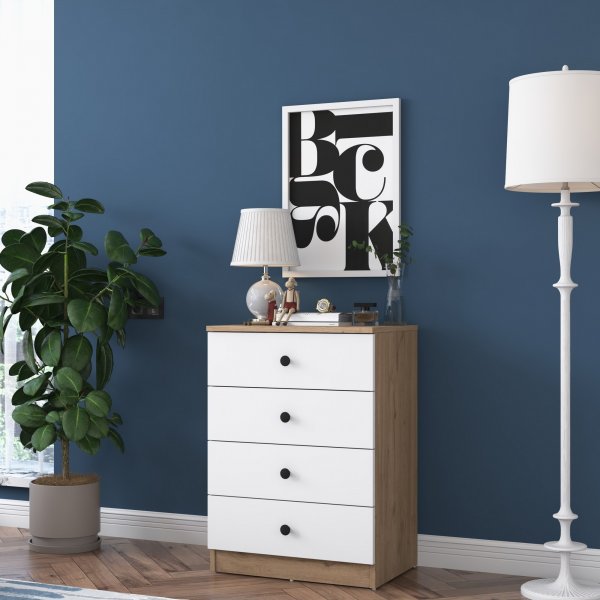 Muodikas lipasto L: 60 cm - Pähkinä/valkoinen Muodikas lipasto L: 60 cm - Pähkinä/valkoinen