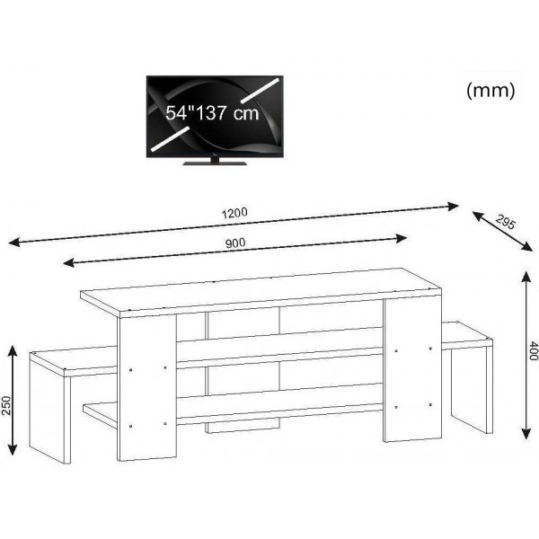 Pohja mediapenkki - Valkoinen/p�hkin�