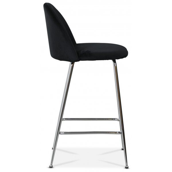 Art Velvet -baarituoli - Musta sametti / Kromi + Huonekalujen tahranpoistoaine Art Velvet -baarituoli - Musta sametti / Kromi + Huonekalujen tahranpoistoaine