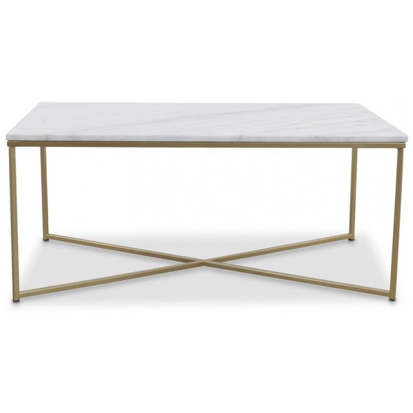 Maryland-sohvapöytä 110 - Aitoa valkoista marmoria / Mattaa messinkiä Maryland-sohvapöytä 110 - Aitoa valkoista marmoria / Mattaa messinkiä
