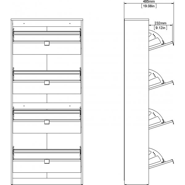 Kengät syvä kenkäkaappi 4 lokerolla - Valkoinen Kengät syvä kenkäkaappi 4 lokerolla - Valkoinen
