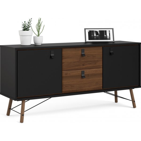 Ry senkki 2 ovella ja 2 laatikolla - Musta/pähkinä Ry senkki 2 ovella ja 2 laatikolla - Musta/pähkinä