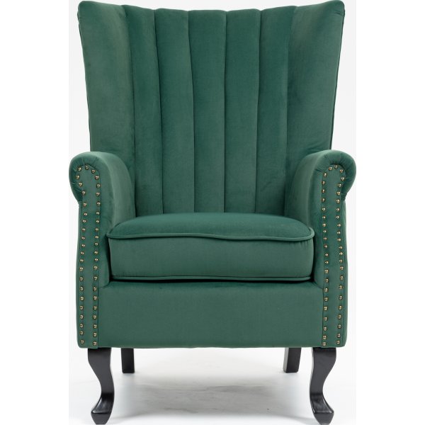 Korvaläppänojatuoli vihreää samettia Korvaläppänojatuoli vihreää samettia