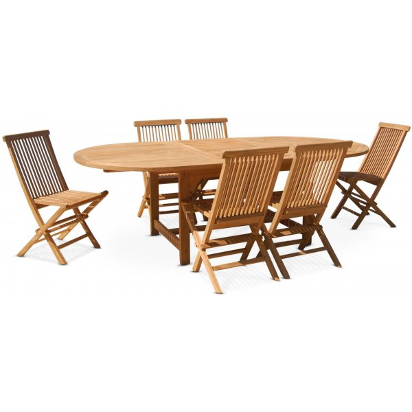 Edenryd ruokailuryhm soikea ruokapyt perhonen 180-240 cm sis. 6 kpl Edenryd tuoleja - teak