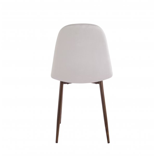 Dana-ruokapöytä Ø105 cm pähkinäpuuta ja 4 Alfred-ruokatuolia beigenvärisestä samettista ja pähkinäpuusta Dana-ruokapöytä Ø105 cm pähkinäpuuta ja 4 Alfred-ruokatuolia beigenvärisestä samettista ja pähkinäpuusta