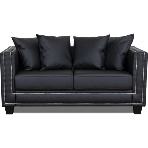 Tempel 2-istuttava sohva niiteillä - Musta keinonahka Tempel 2-istuttava sohva niiteillä - Musta keinonahka
