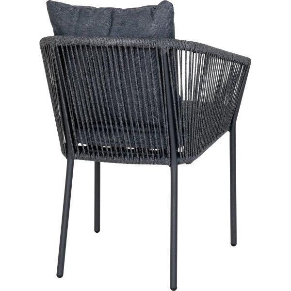 Cleveland ulkona ruokailuryhmä; 4 tuolia pyöreällä pöydällä - harmaa/musta/tiikki Cleveland ulkona ruokailuryhmä; 4 tuolia pyöreällä pöydällä - harmaa/musta/tiikki