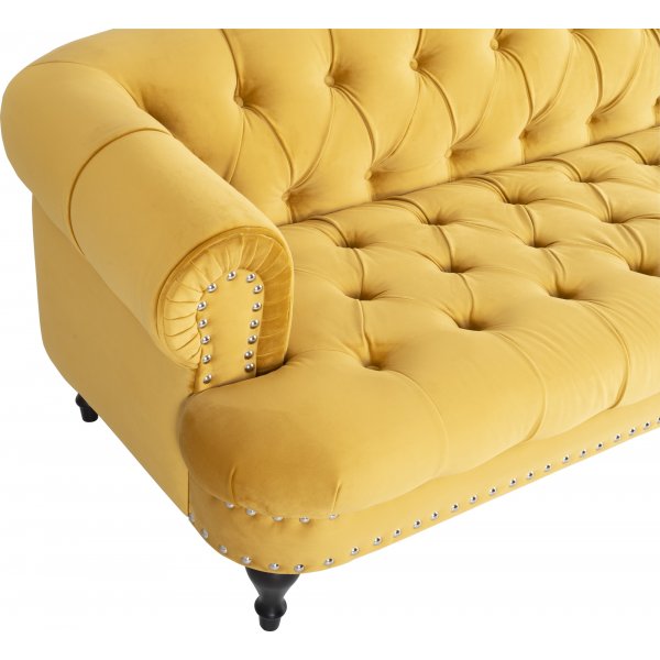 Kolmen istuttava Oxford deluxe chesterfield - Leijonankeltainen (sametti)