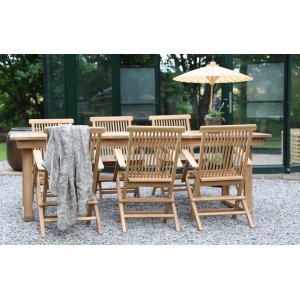 Saltö ulkoruokailuryhmä ruokapöytä 240x100 cm, 6 runkotuolia - Teak Saltö ulkoruokailuryhmä ruokapöytä 240x100 cm, 6 runkotuolia - Teak