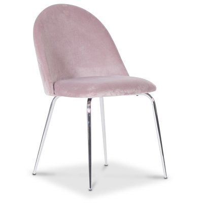 Plaza velvet -tuoli - Vaaleanpunainen / Kromi + Huonekalujen jalat