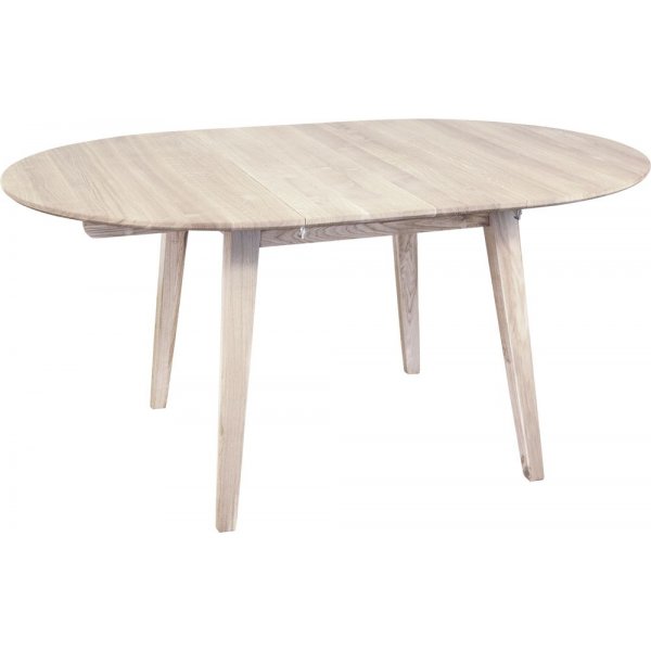 Ruokapöytä Genova jatkettava Ø110-160x110 cm valkoiseksi maalattu tammi + Huonekalujen tahranpoistoaine Ruokapöytä Genova jatkettava Ø110-160x110 cm valkoiseksi maalattu tammi + Huonekalujen tahranpoistoaine