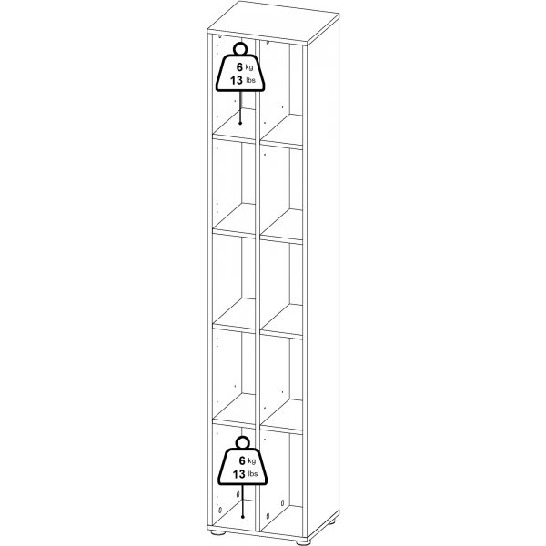Kylttikirjahylly jakajalla - valkoinen/hikkori Kylttikirjahylly jakajalla - valkoinen/hikkori