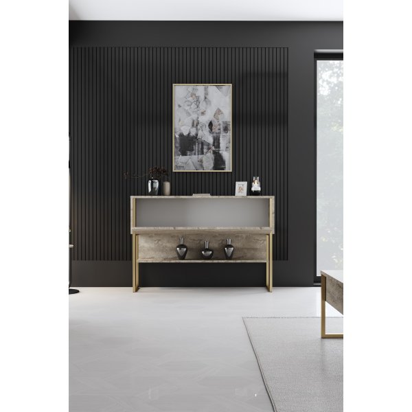 Lux-kohopöytä 120 x 30 cm - Travertiini/kulta Lux-kohopöytä 120 x 30 cm - Travertiini/kulta