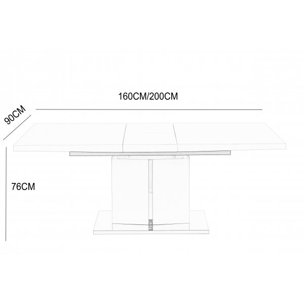 Rartliff-ruokapöytä 160-200 cm jatkettava - Valkoinen / Metalli Rartliff-ruokapöytä 160-200 cm jatkettava - Valkoinen / Metalli