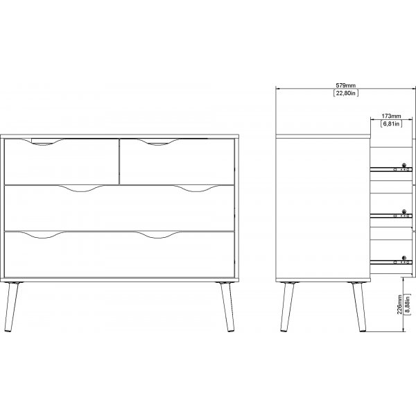 Oslon lipasto 4 laatikolla - Valkoinen/tammi Oslon lipasto 4 laatikolla - Valkoinen/tammi