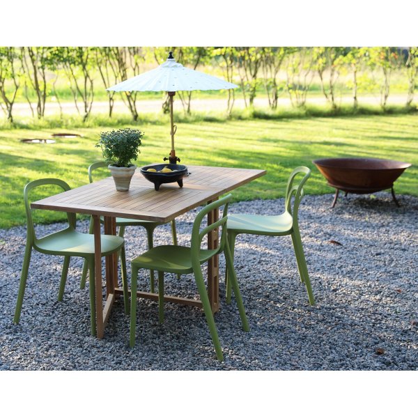 Salt� teak ruokailuryhm�: Teak koputusp�yt� sis�lt�� 4 Nordan� tuolia