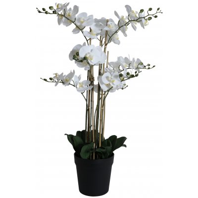 Keinotekoinen kasvi - Orkidea 9 varsi K90 cm - Valkoinen