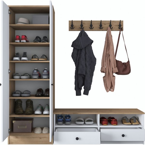 Muodikkaat aulakalusteet - Valkoinen/p�hkin�