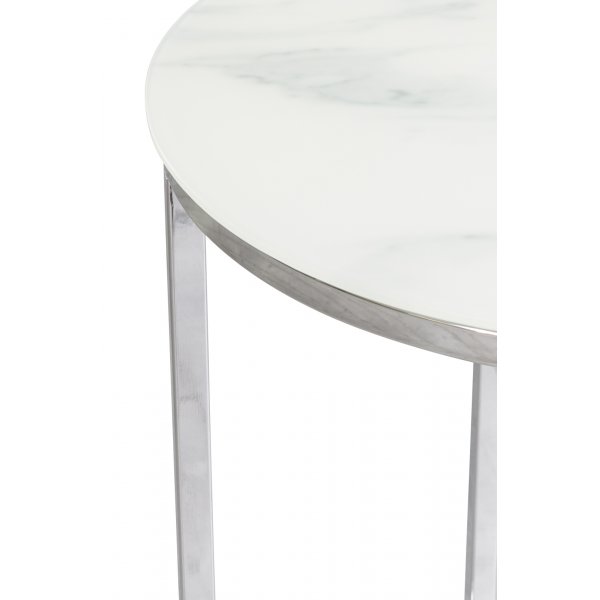 Pyöreä Palasso-valaisinpöytä - Kromi / Vaalea marmorointi Pyöreä Palasso-valaisinpöytä - Kromi / Vaalea marmorointi