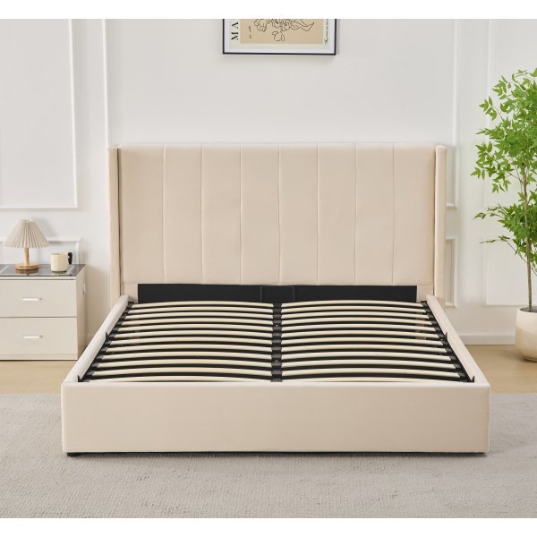 S�ngynrunko s�ilytystilaa ja s�ngynp��ty 160 x 200 cm beige - Bianca