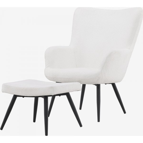 Como nojatuoli valkoisessa bouclessa Como nojatuoli valkoisessa bouclessa