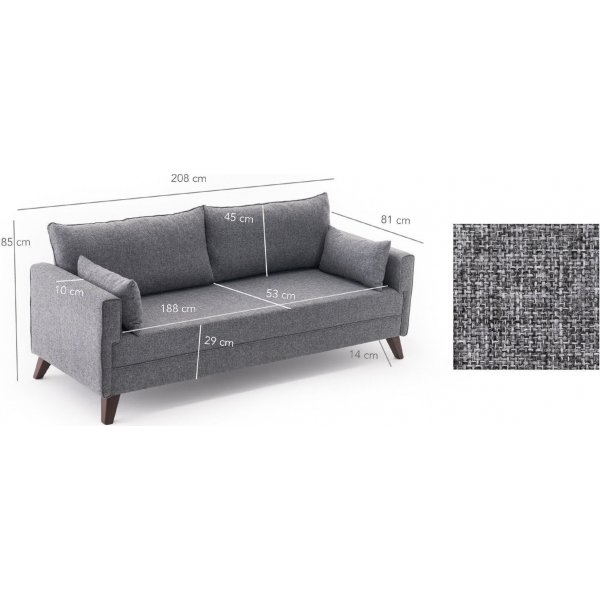 Vuodesohva Bella - 208 cm + Huonekalujen puhdistus