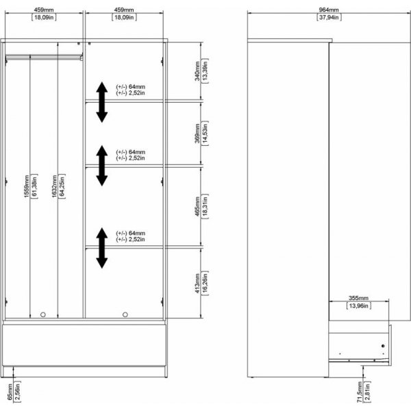 Naia vaatekaappi - valkoinen