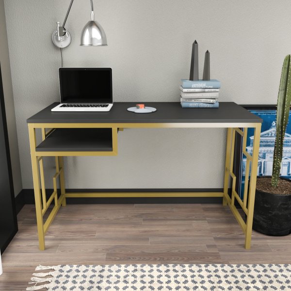 Kennesaw kirjoituspöytä 120 x 60 cm - Kulta/antrasiitti Kennesaw kirjoituspöytä 120 x 60 cm - Kulta/antrasiitti