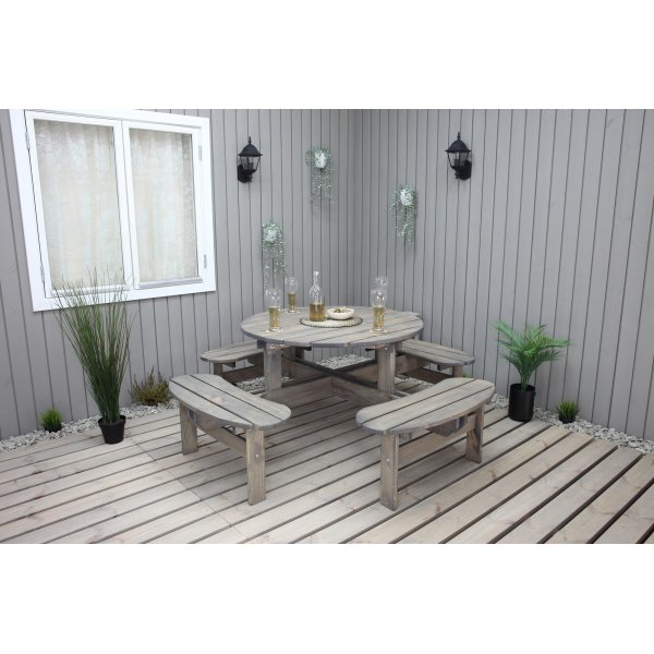Ronda kalusteryhmä - Puutarhapenkki & pöytä yhdessä - Harmaa + Huonekalujen tahranpoistoaine Ronda kalusteryhmä - Puutarhapenkki & pöytä yhdessä - Harmaa + Huonekalujen tahranpoistoaine