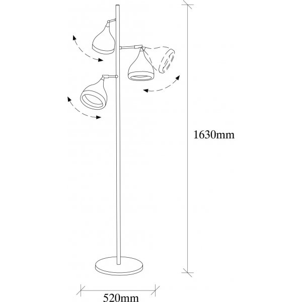 Yildo-lattiavalaisin 3 - Musta/kupari
