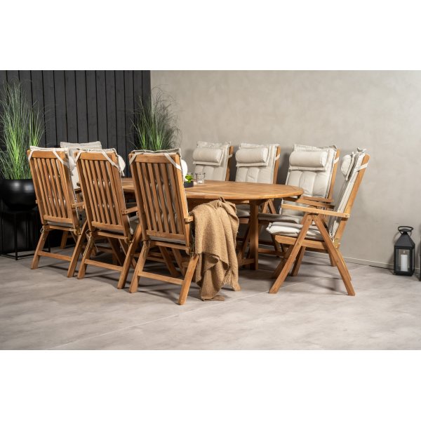 Kenia ulkoruokailuryhm 8 tuolilla - teak