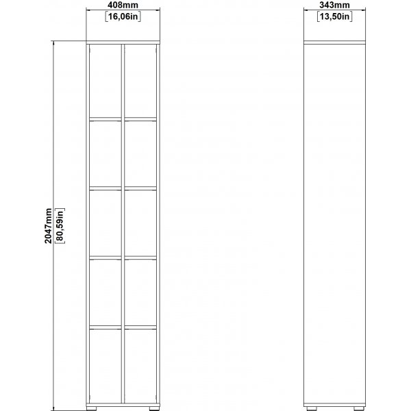 Kylttikirjahylly jakajalla - valkoinen/hikkori Kylttikirjahylly jakajalla - valkoinen/hikkori