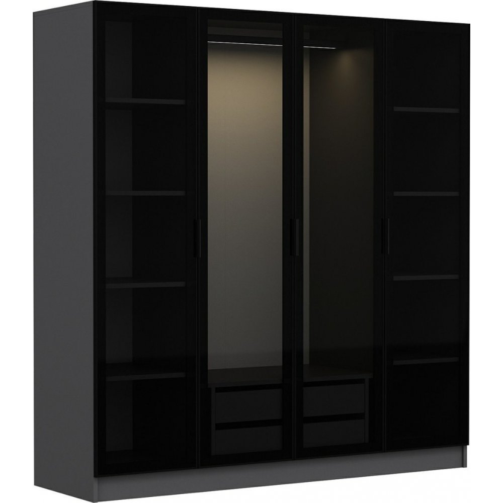 Cavolo vaatekaappi 180 x 52 x 210 cm - antrasiitti/musta - Vaatekaapit