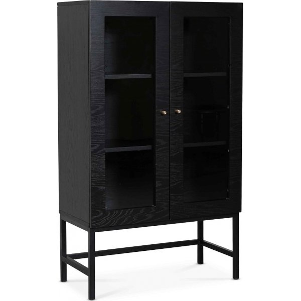 Carl-vitriinikaappi (Highboard) - mustaksi petsattu tammi