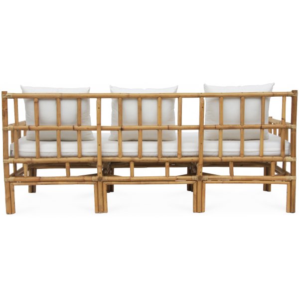 Kolmen istuttava Amelia-sohva tyynyillä - Rottinki luonto + Huonekalujen puhdistus Kolmen istuttava Amelia-sohva tyynyillä - Rottinki luonto + Huonekalujen puhdistus