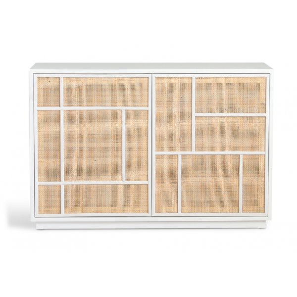 Stockholm-senkki 120 cm leve valkoinen ja rottinki