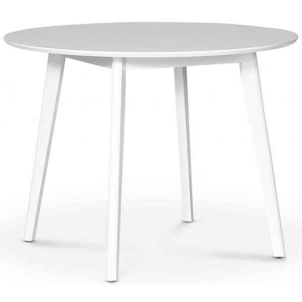 Pyöreä ruokapöytä ja neljä mustaa rottinkituolia Pyöreä ruokapöytä ja neljä mustaa rottinkituolia