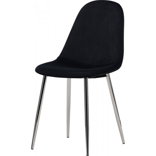 Bridge-ruokailutuoli - Musta sametti/kromi Bridge-ruokailutuoli - Musta sametti/kromi