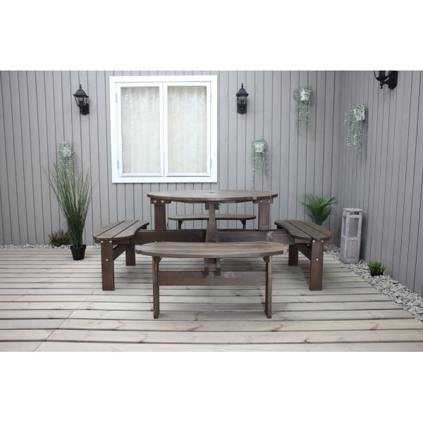 Ronda kalusteryhmä - Puutarhapenkki & pöytä yhdessä - Ruskea Ronda kalusteryhmä - Puutarhapenkki & pöytä yhdessä - Ruskea